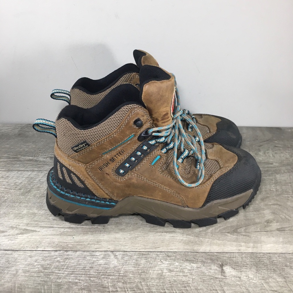 Women Irish Setter 83204 Two Harbors Leather Waterproof Steel Toe Boots 7.5 Wide